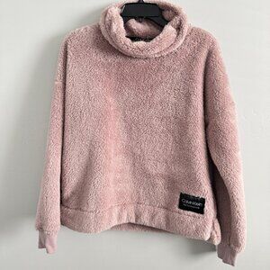 Calvin Klein Performance Cowl Neck Blush Long Sleeve Soft Fluffy Fleece Small